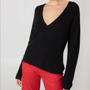 Black NAKD Deep V neck sweater